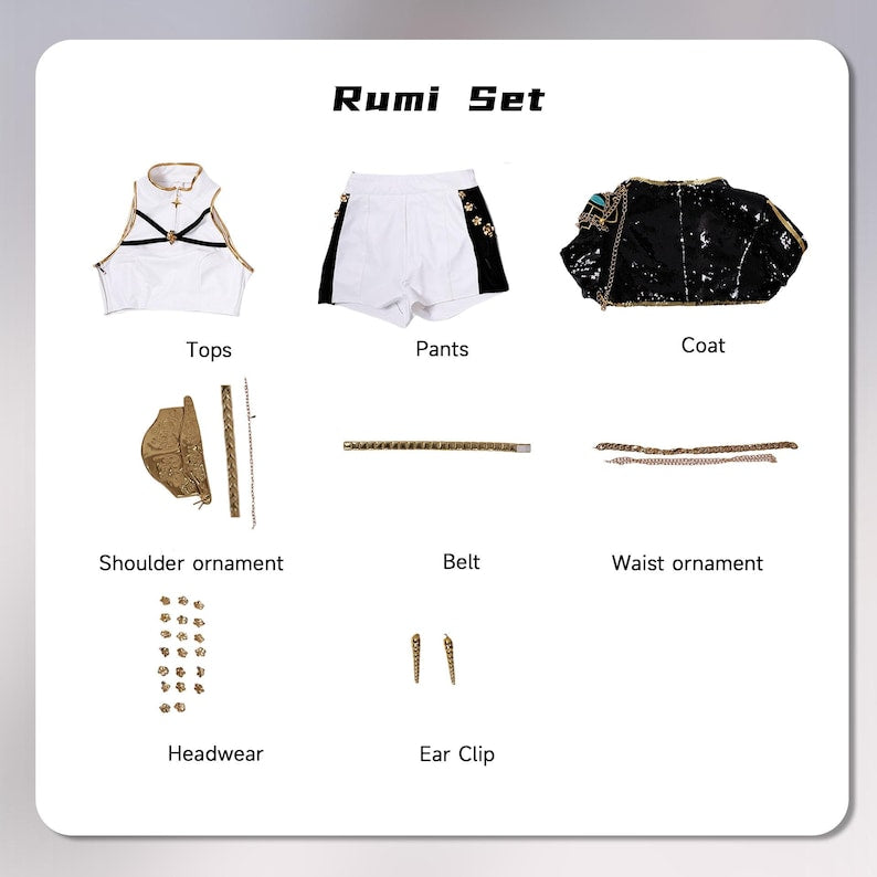 Kpop Demon Hunter Girls Group Black Gold Costume Set - Demon Hunter - Halloween Cosplay